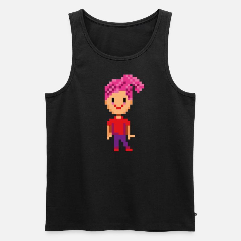 PIXELFIGUR PINK-ROT - Männer Premium Bio Tank Top - Schwarz