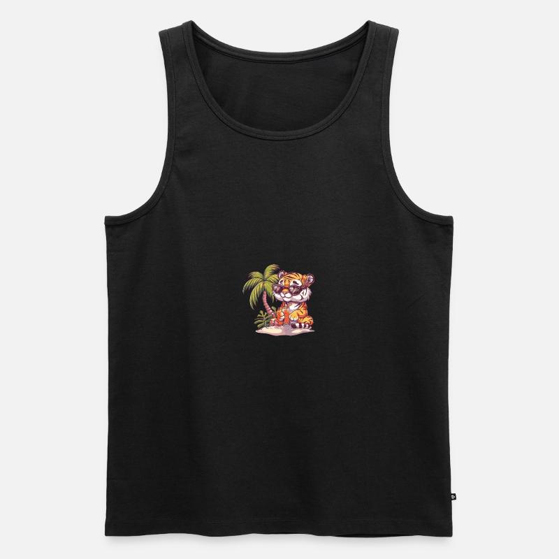 Tiger Sommer Strand Comic - Männer Premium Bio Tank Top - undefined