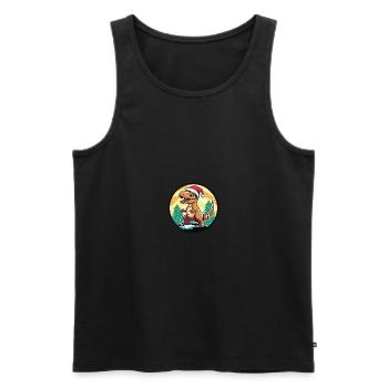Dinosaure T-Rex Noël Noël - Débardeur bio Premium Homme - noir - Devant - Michal (187cm)