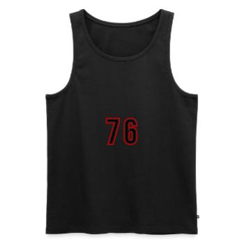 76 Number Years Jersey - Men's Premium Organic Tank Top - black - Front - AI Model Male 178 light (178cm)