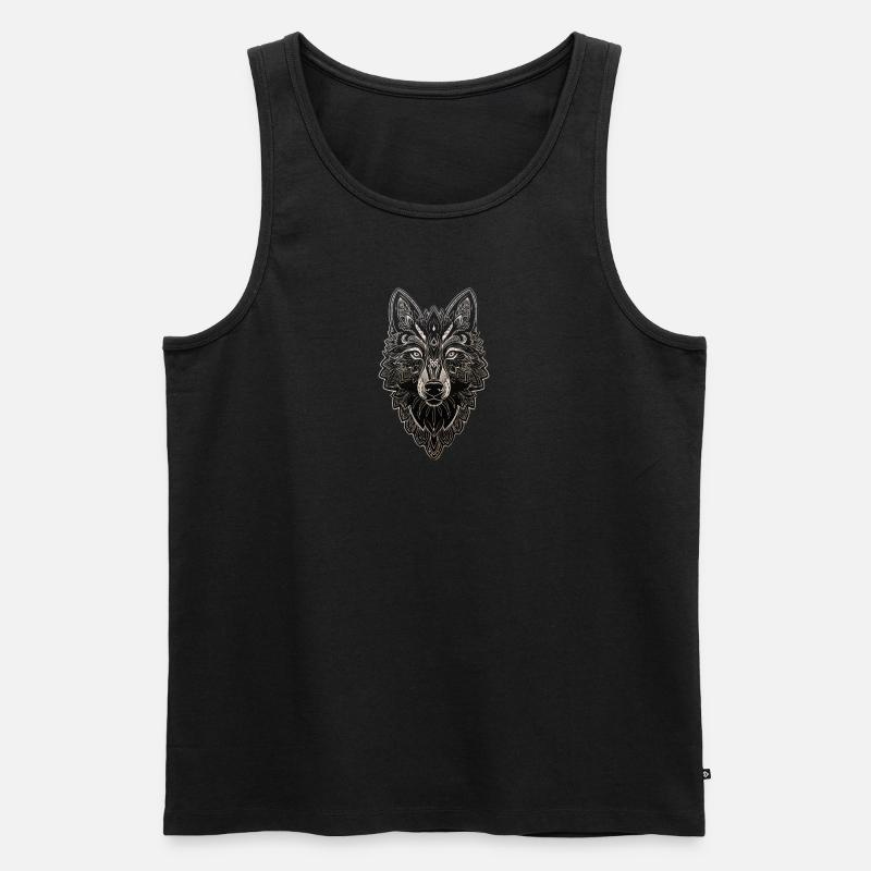 Tierillustration mit gotischen Rosen - Männer Premium Bio Tank Top - Schwarz