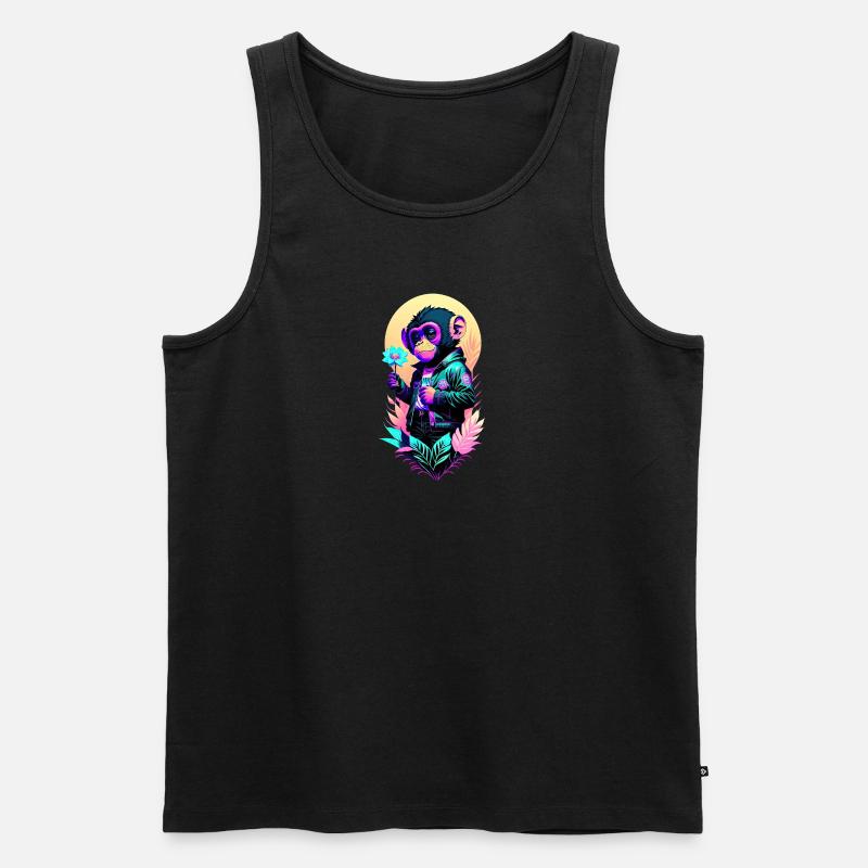 Ape in Bloom - Männer Premium Bio Tank Top - Schwarz