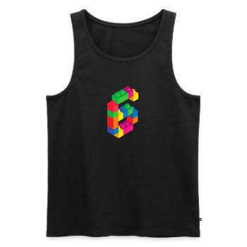 Cute Block Building 6th Birthday Gift 6 Year Old - Men's Premium Organic Tank Top - black - Front - AI Model Male 178 light (178cm)