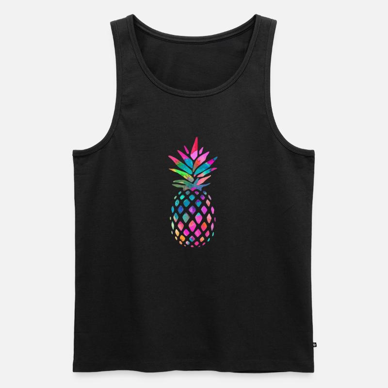 Regenbogen Ananas - Männer Premium Bio Tank Top - Schwarz