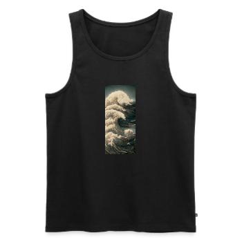 Kanagawa Wave Japanese - Men's Premium Organic Tank Top - black - Front - Michal (187cm)