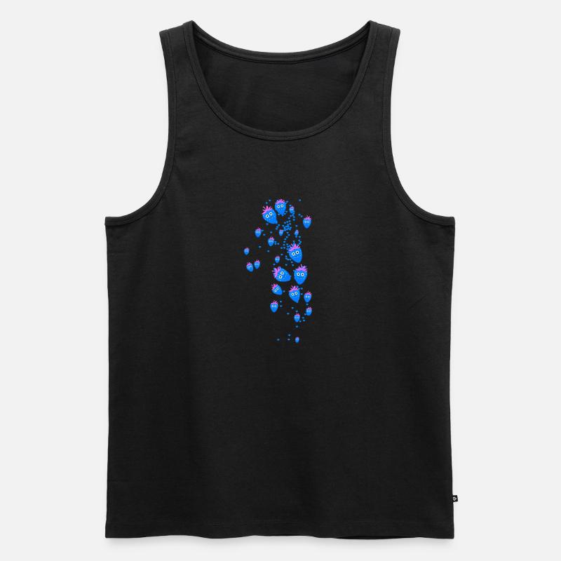 erdbeeren,erdbeere,muster,herzen, blau - Männer Premium Bio Tank Top - Schwarz