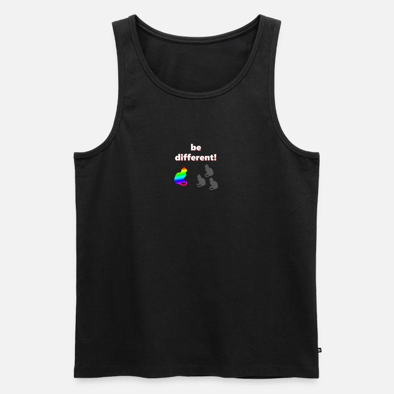 Be different, katzen Design, kluge Sprüche - Männer Premium Bio Tank Top - Schwarz