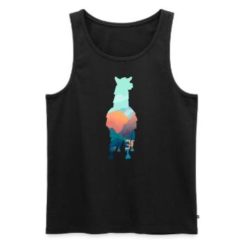 Lama - Männer Premium Bio Tank Top - Schwarz - Vorne - AI Model Male 178 light (178cm)