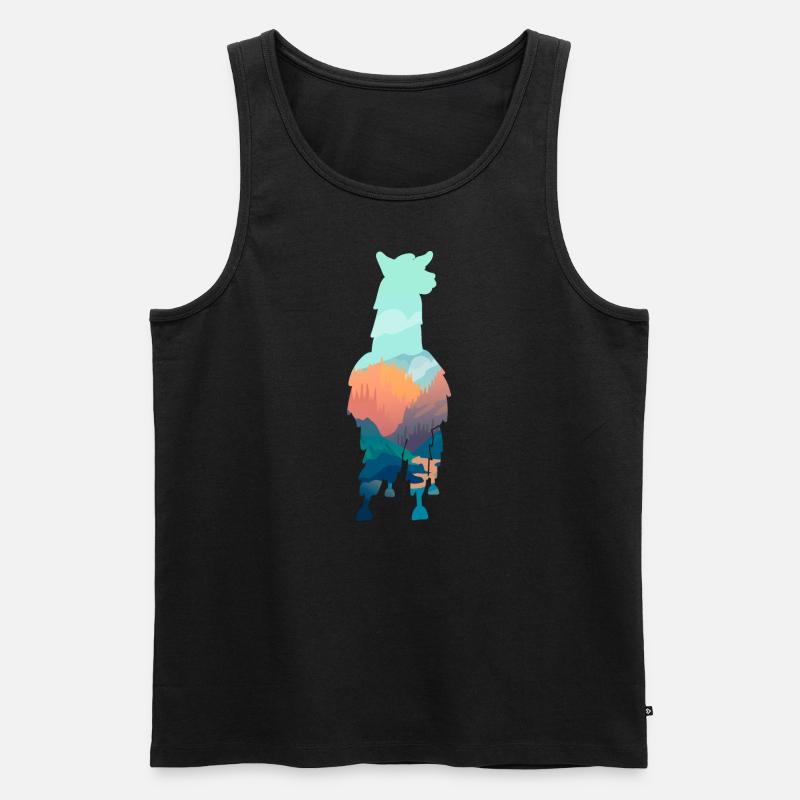 Lama - Männer Premium Bio Tank Top - Schwarz