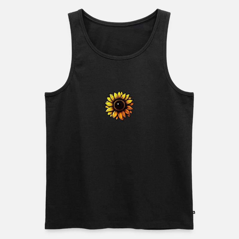 Sonnenblume - Männer Premium Bio Tank Top - Schwarz
