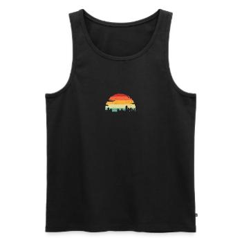 Sunset Skyline Silhouette - Men's Premium Organic Tank Top - black - Front - AI Model Male 178 light (178cm)