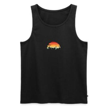 Sunset Skyline Retro Gradient - Men's Premium Organic Tank Top - black - Front - AI Model Male 178 light (178cm)