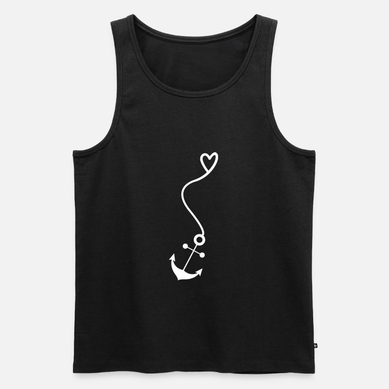 Herz Anker - Männer Premium Bio Tank Top - Schwarz