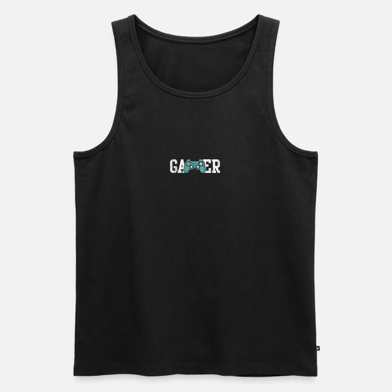 Gamer Glyphs Controller T-Shirt - Männer Premium Bio Tank Top - Schwarz
