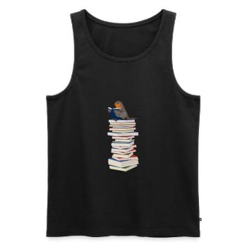 Le rouge-gorge lit des livres Oiseau-ami - Débardeur bio Premium Homme - noir - Devant - Michal (187cm)