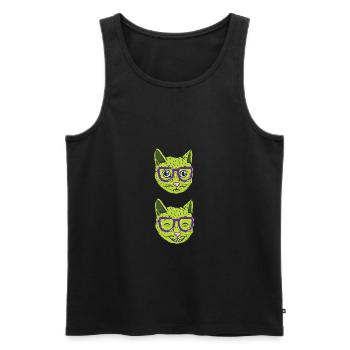 Vegan cat feels good - Men's Premium Organic Tank Top - black - Front - AI Model Male 178 light (178cm)