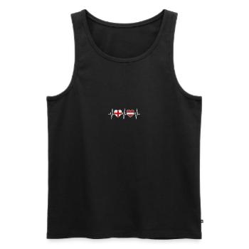 Drapeaux de l’Angleterre et de la Lettonie drapeaux lettons - Débardeur bio Premium Homme - noir - Devant - AI Model Male 178 light (178cm)