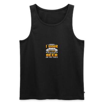 Je travaille dur toute la semaine pour mettre de la bière sur la table - Débardeur bio Premium Homme - noir - Devant - AI Model Male 178 light (178cm)