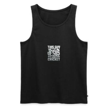 This Guy Runs On Jesus And Cricket - Männer Premium Bio Tank Top - Schwarz - Vorne - AI Model Male 178 light (178cm)