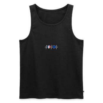 Drapeaux européens de la France et de l’UE - Débardeur bio Premium Homme - noir - Devant - AI Model Male 178 light (178cm)