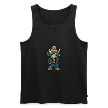 Dinosaure tricératops Hiver - Débardeur bio Premium Homme - noir - Devant - Michal (187cm)