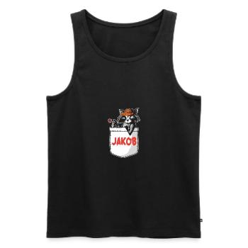 Raccoon Jakob - Men's Premium Organic Tank Top - black - Front - Michal (187cm)