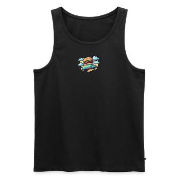Burger Bus fliegt durch die Wolken - Männer Premium Bio Tank Top - Schwarz - Vorne - AI Model Male 178 light (178cm)