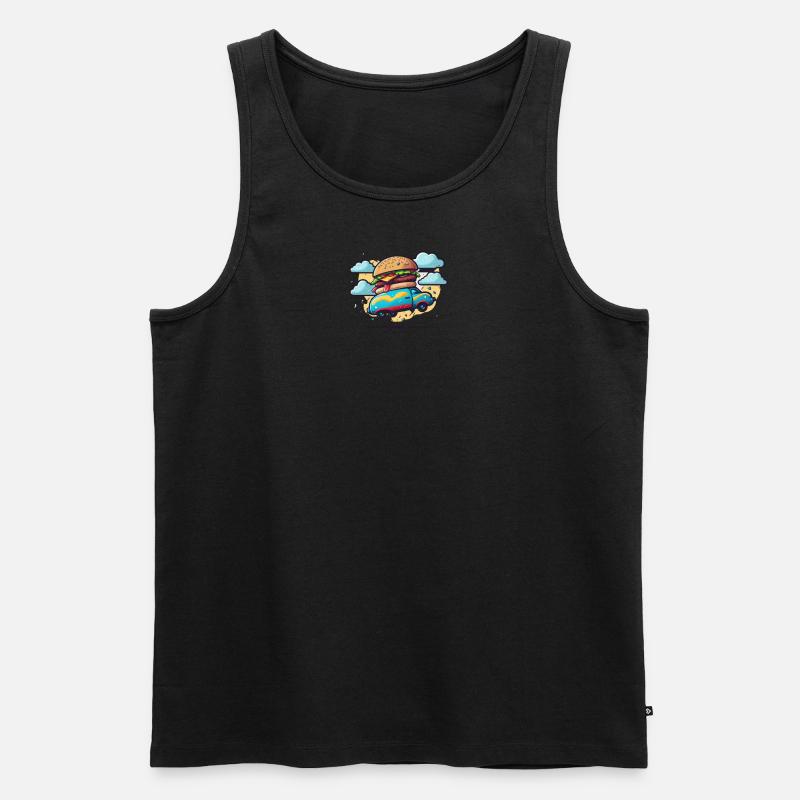 Burger Bus fliegt durch die Wolken - Männer Premium Bio Tank Top - Schwarz