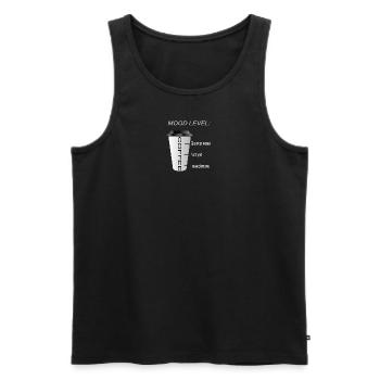 Niveau d’humeur affiché sur une tasse à café - Débardeur bio Premium Homme - noir - Devant - Michal (187cm)