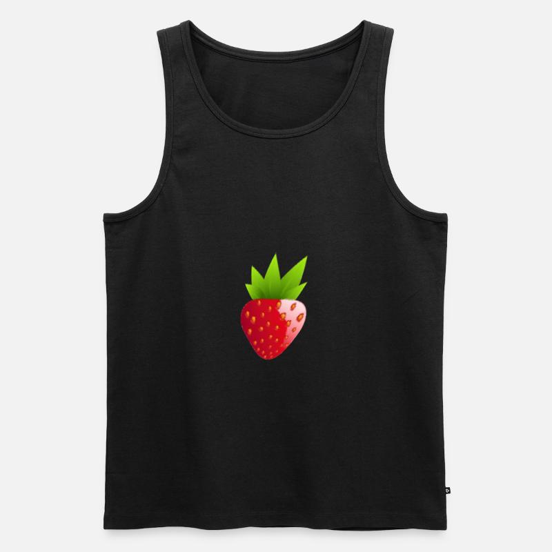 Erdbeere - Männer Premium Bio Tank Top - Schwarz