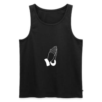 Hands - prayer - Men's Premium Organic Tank Top - black - Front - AI Model Male 178 light (178cm)