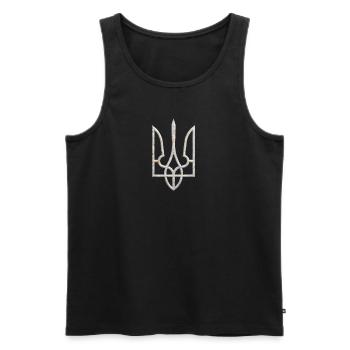 Armoiries de l’Ukraine Gyrfalcon Trident Trident Marbre 2 - Débardeur bio Premium Homme - noir - Devant - Michal (187cm)