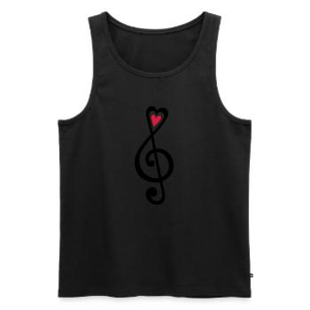 Musique, notes, coeur, classique, clef sol, Choir, - Débardeur bio Premium Homme - noir - Devant - AI Model Male 178 light (178cm)
