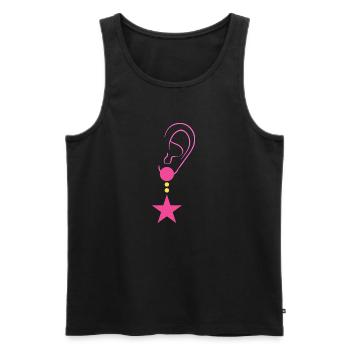 Ear with earring - Men's Premium Organic Tank Top - black - Front - AI Model Male 178 light (178cm)