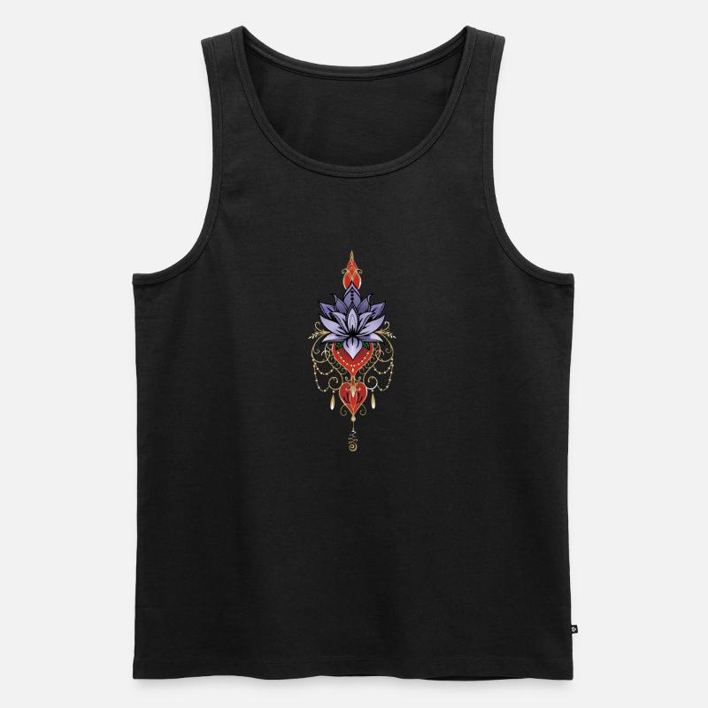 Indigo-Lotus-Chakren unalome - Männer Premium Bio Tank Top - Schwarz