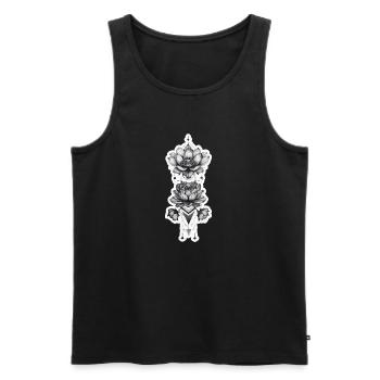 Fleurs de lotus avec des éléments tribaux - Débardeur bio Premium Homme - noir - Devant - AI Model Male 178 light (178cm)
