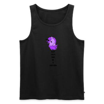Licorne Restez calme - Débardeur bio Premium Homme - noir - Devant - AI Model Male 178 light (178cm)