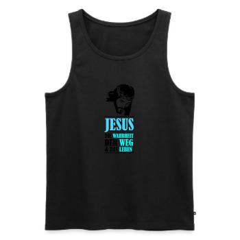 Jesus: The Truth, the Way, and the Life - Men's Premium Organic Tank Top - black - Front - AI Model Male 178 light (178cm)