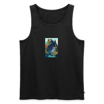 Picturesque pixel landscape - Men's Premium Organic Tank Top - black - Front - AI Model Male 178 light (178cm)