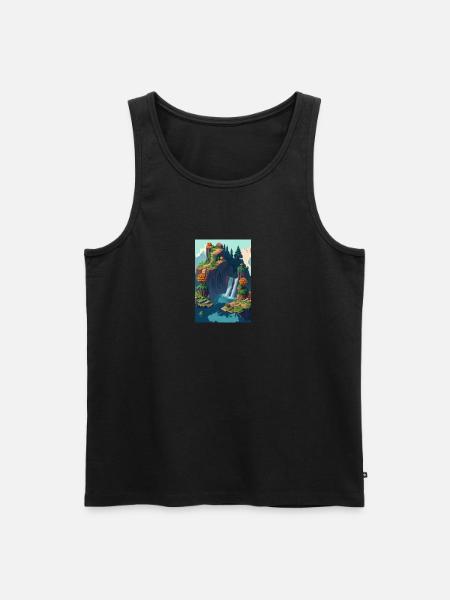 Picturesque pixel landscape - Men's Premium Organic Tank Top - black