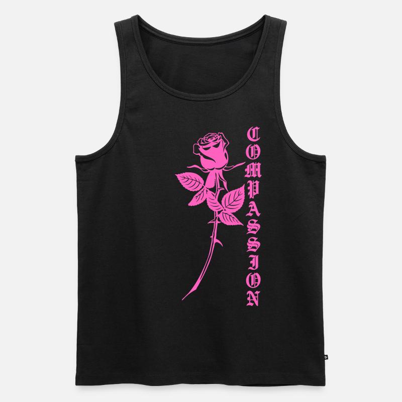 Compassion Rose in Pink - Männer Premium Bio Tank Top - Schwarz