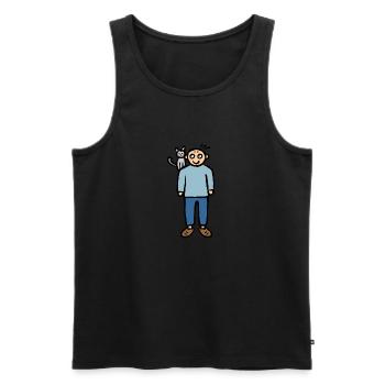 Mann mit Katze auf der Schulter - Männer Premium Bio Tank Top - Schwarz - Vorne - Michal (187cm)
