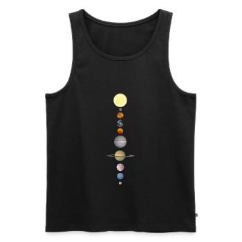 Astronomie motif planètes du système solaire - Débardeur bio Premium Homme - noir - Devant - Michal (187cm)
