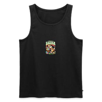 Happy Easter: Playful bunny with Easter eggs - Men's Premium Organic Tank Top - black - Front - AI Model Male 178 light (178cm)