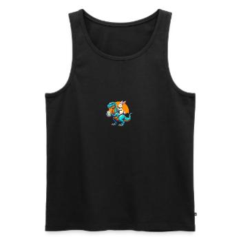 Easter Bunny Riding Dinosaur with Easter Egg - Men's Premium Organic Tank Top - black - Front - AI Model Male 178 light (178cm)