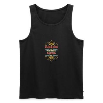 Partenaire de vie Alena - Débardeur bio Premium Homme - noir - Devant - Michal (187cm)