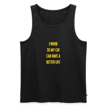 Für ein besseres Katzenleben arbeite ich! - Männer Premium Bio Tank Top - Schwarz - Vorne - Michal (187cm)