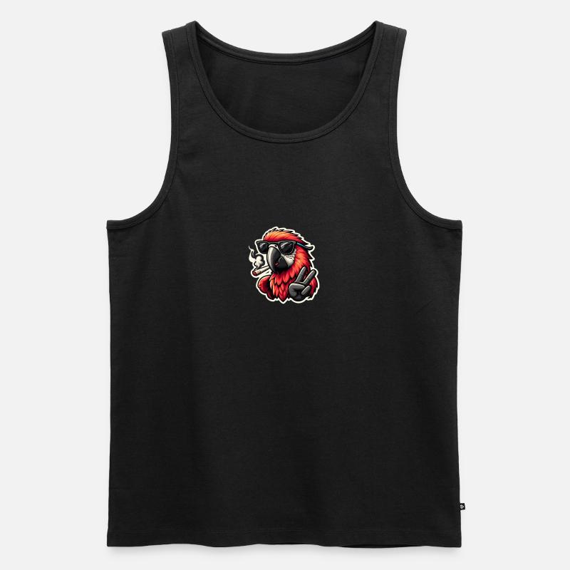 Cooler Papagei mit Sonnenbrille - Männer Premium Bio Tank Top - Schwarz