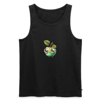 Cute apple character with googly eyes - Men's Premium Organic Tank Top - black - Front - AI Model Male 178 light (178cm)