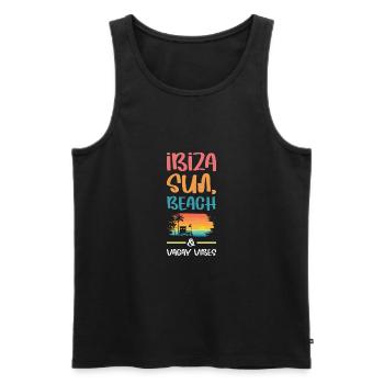 Ibiza Holiday Vibes - Men's Premium Organic Tank Top - black - Front - Michal (187cm)